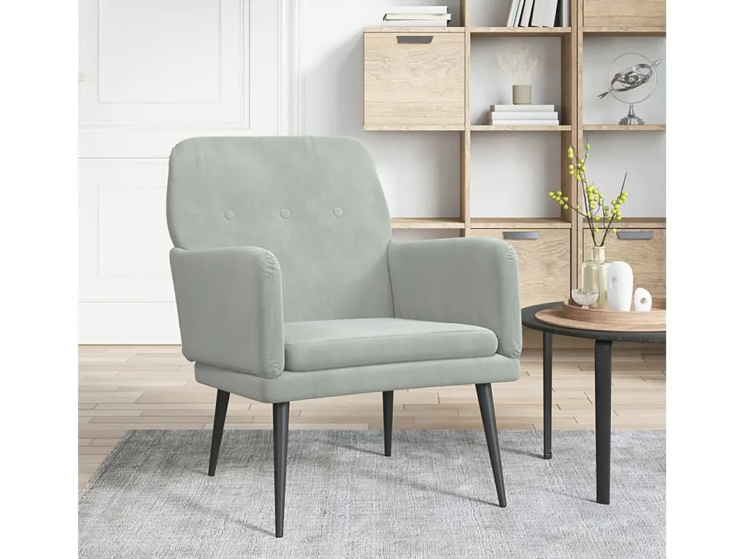 Poltrona | Cadeira Relax com apoio de braços 62x79x79 veludo -claro SHL813592^ Poltrona
