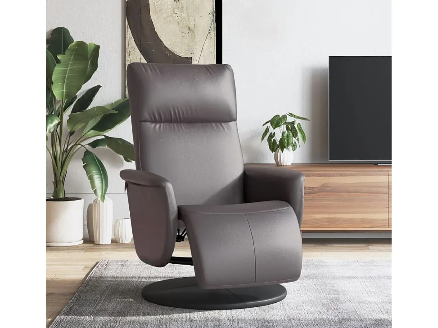 Clearance Poltrona | Cadeira Relax | Cadeira reclinável com apoio de pés couro artificial SHL352031 Cinzento