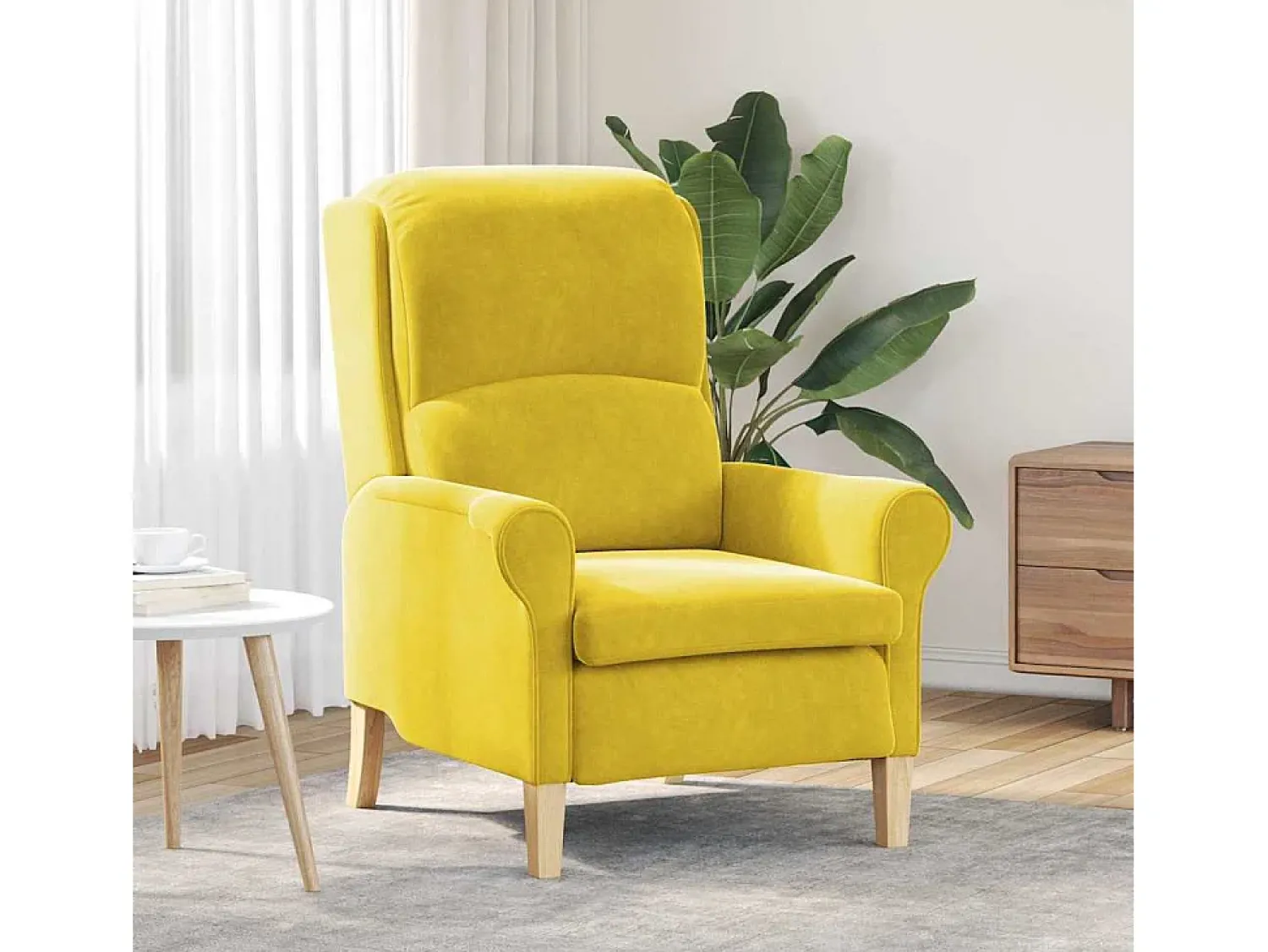 Poltrona| Poltrona | Cadeira Relax 76x94x102 cm Veludo SHL130717 Amarelo