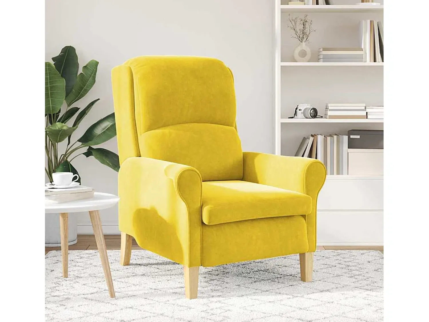 Poltrona| Poltrona | Cadeira Relax 76x94x102 cm Veludo SHL130717 Amarelo