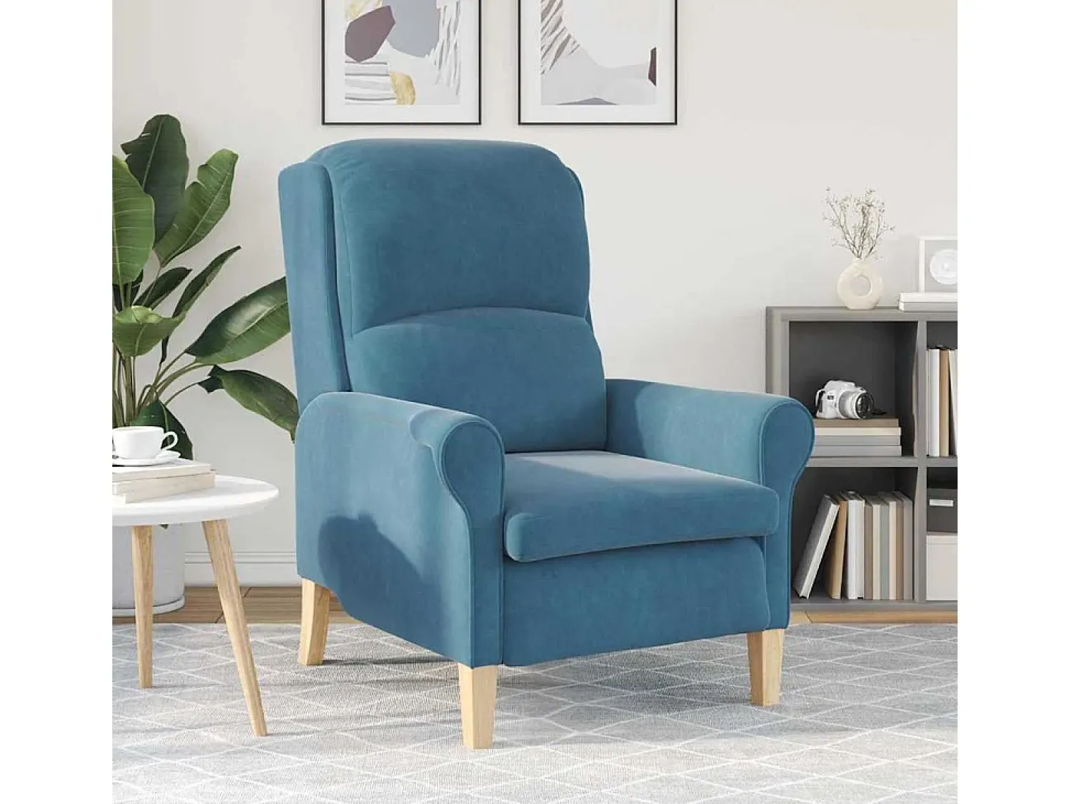 Poltrona| Poltrona | Cadeira Relax 76x94x102 cm Veludo SHL77734 Azul