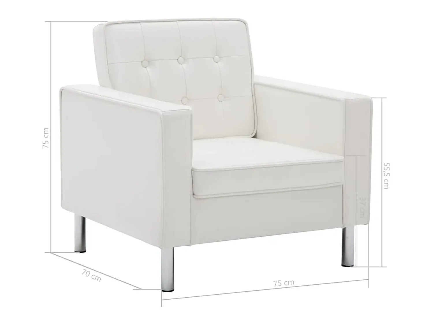 Poltrona | Cadeira Relax branca 75x70x75 cm couro sintético SHL350559^ Poltrona
