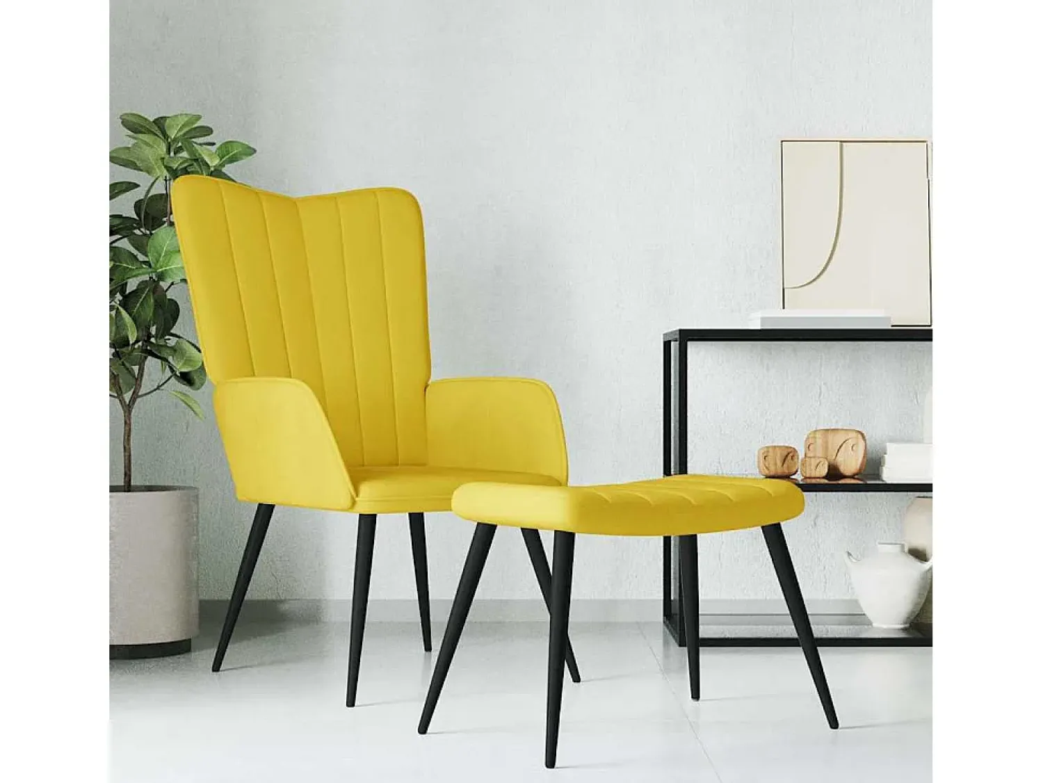 Poltrona* Poltrona | Cadeira Relax com banco veludo mostarda SHL904077 Amarelo