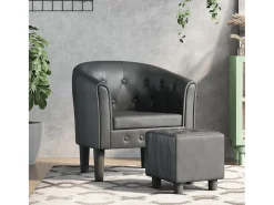 Best Poltrona | Cadeira Relax com apoio de pés couro artificial SHL401927 Cinzento