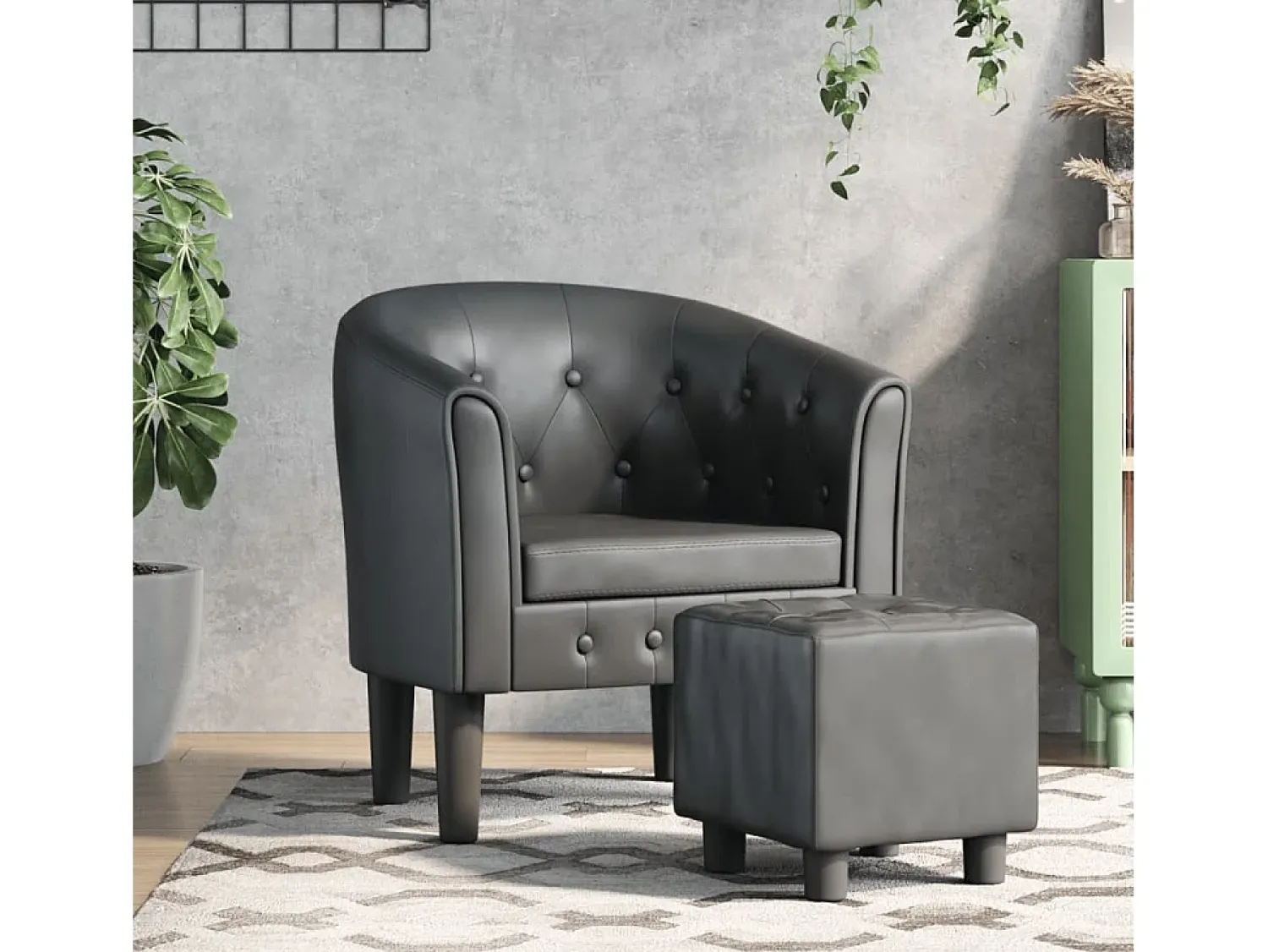 Best Poltrona | Cadeira Relax com apoio de pés couro artificial SHL401927 Cinzento