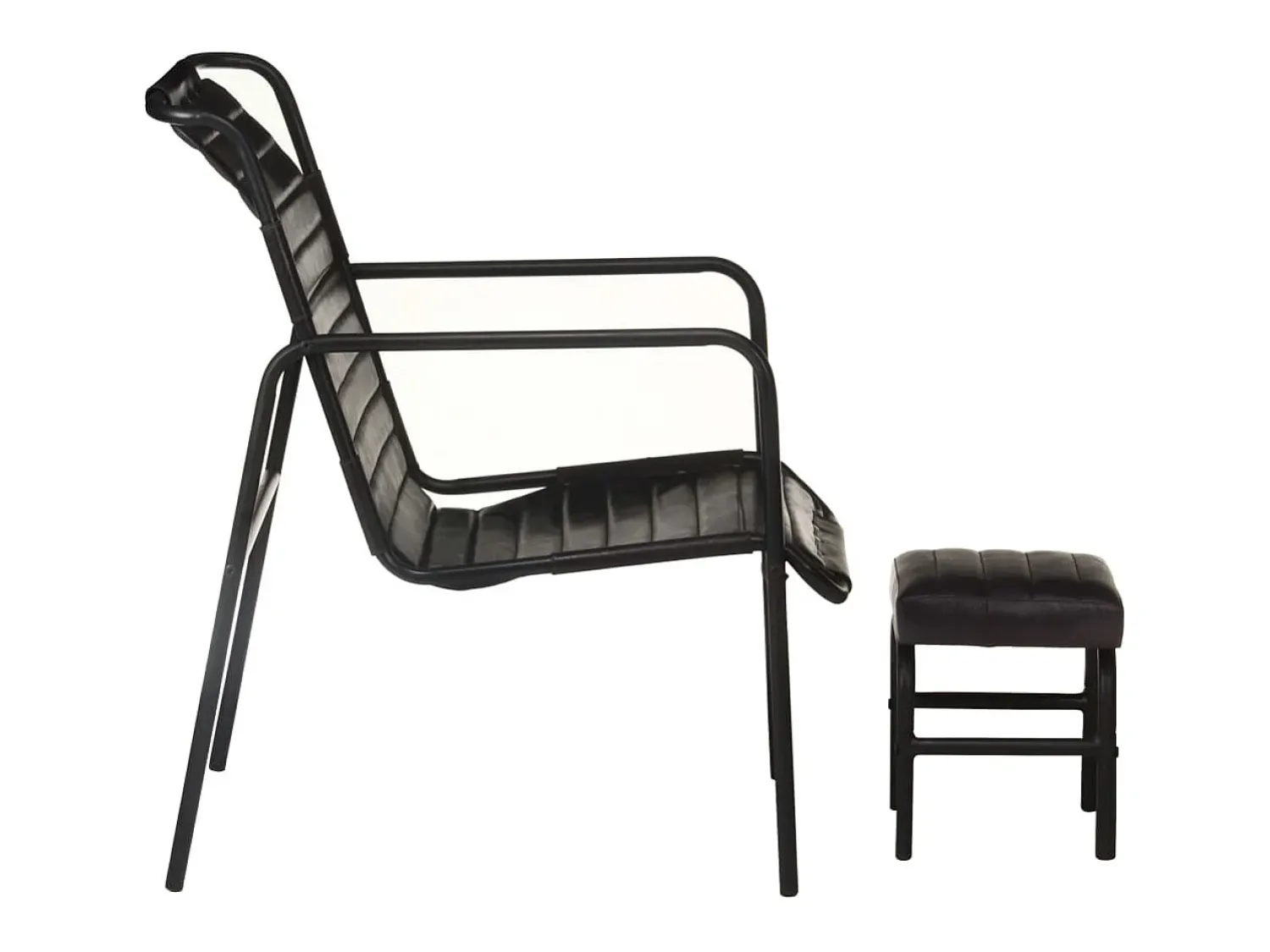 Poltrona| Poltrona | Cadeira Relax com braços e apoio de pés couro genuíno SHL768873 Preto