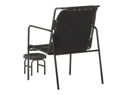 Poltrona| Poltrona | Cadeira Relax com braços e apoio de pés couro genuíno SHL768873 Preto