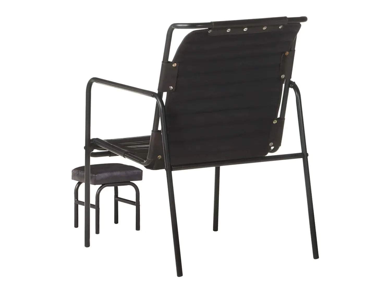 Poltrona| Poltrona | Cadeira Relax com braços e apoio de pés couro genuíno SHL768873 Preto