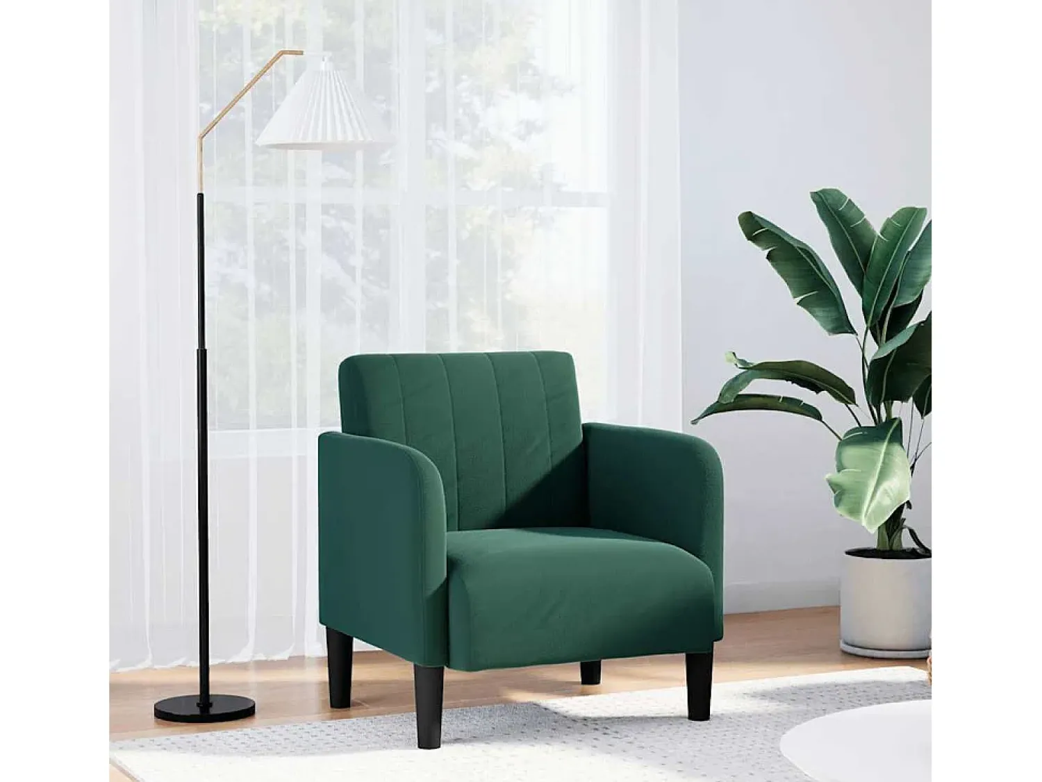Sale Poltrona | Cadeira Relax com apoio de braços 54 cm veludo verde-escuro SHL708159 Verde pinho