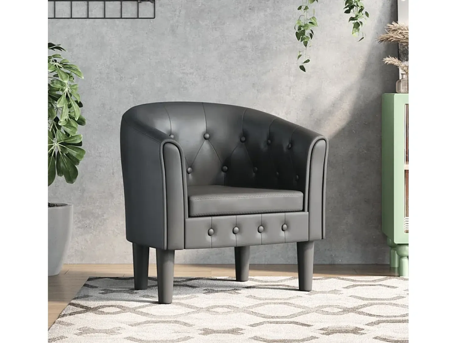 Poltrona| Poltrona | Cadeira Relax couro artificial SHL222754 Cinzento