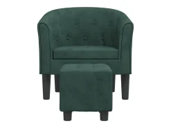 Poltrona | Cadeira Relax com apoio de pés veludo verde-escuro SHL615705^ Poltrona