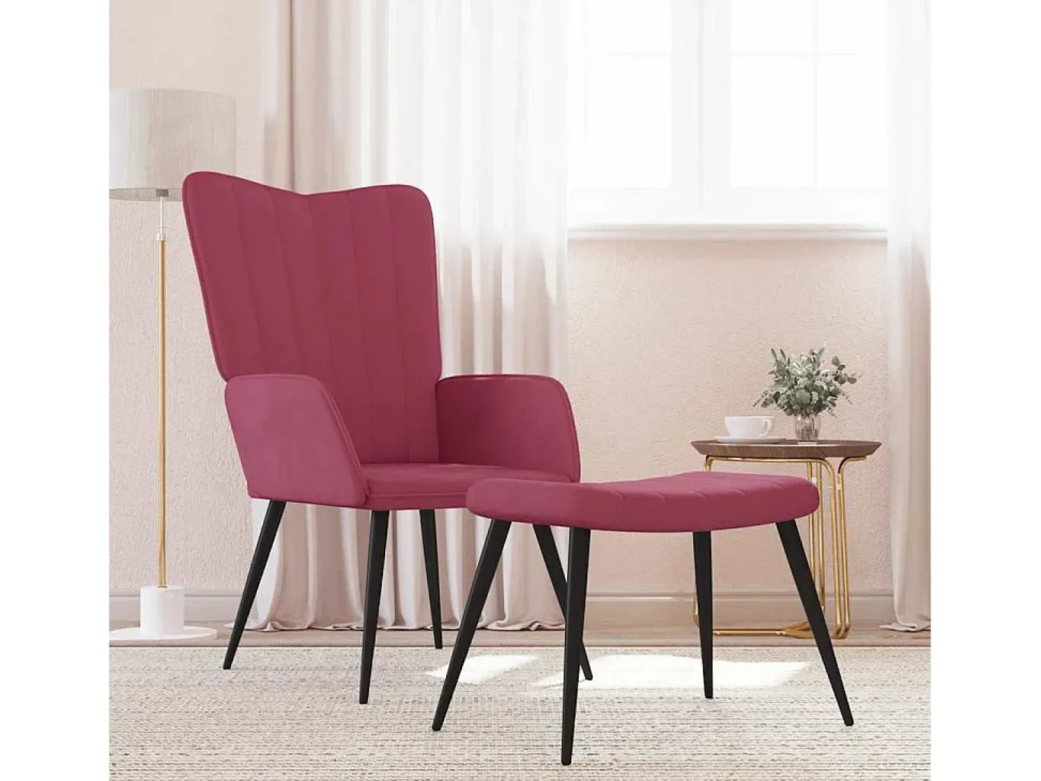 Clearance Poltrona | Cadeira Relax com banco veludo tinto SHL465282 Vermelho