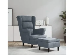 Discount Poltrona | Cadeira Relax com banco veludo cinzento-escuro SHL274100 Cinza antracite