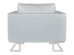 Poltrona| Poltrona | Cadeira Relax cubo com pés cromados couro artificial SHL527826 Branco
