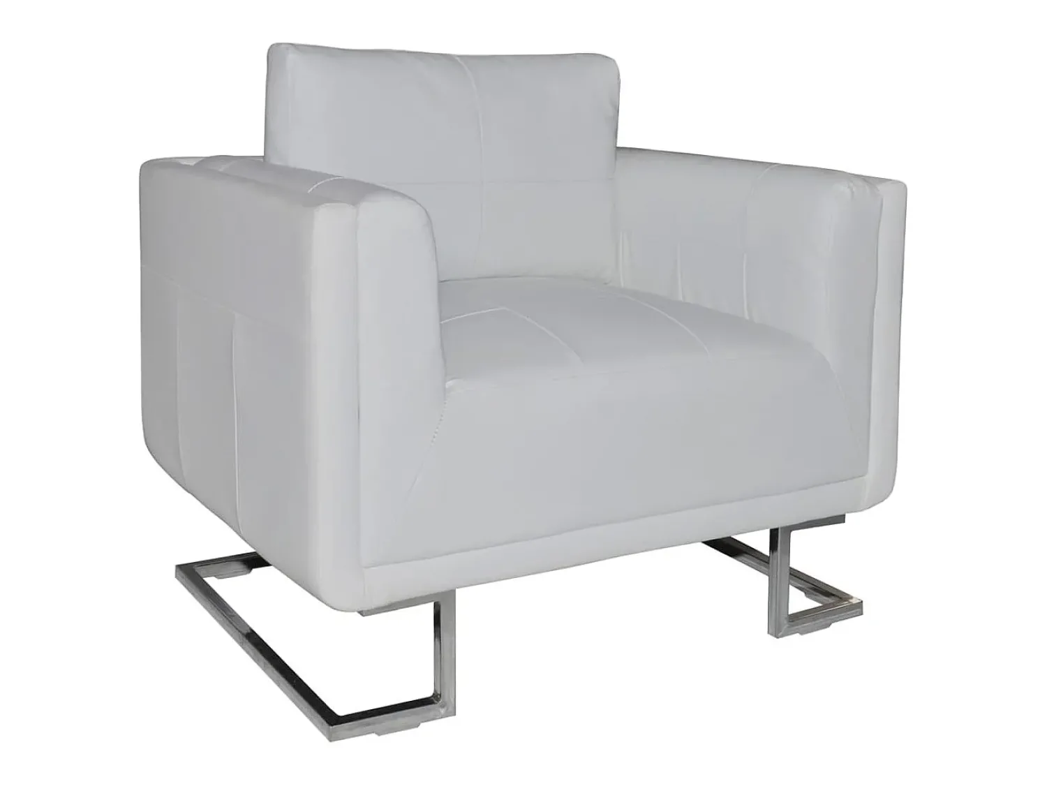 Poltrona| Poltrona | Cadeira Relax cubo com pés cromados couro artificial SHL527826 Branco