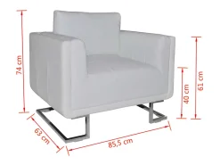 Poltrona| Poltrona | Cadeira Relax cubo com pés cromados couro artificial SHL527826 Branco