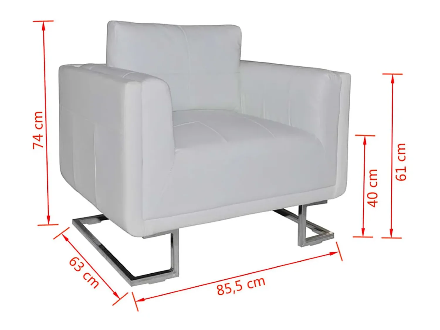 Poltrona| Poltrona | Cadeira Relax cubo com pés cromados couro artificial SHL527826 Branco
