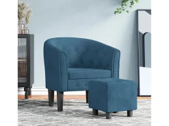 Poltrona | Cadeira Relax com apoio de pés veludo azul-escuro SHL338089^ Poltrona