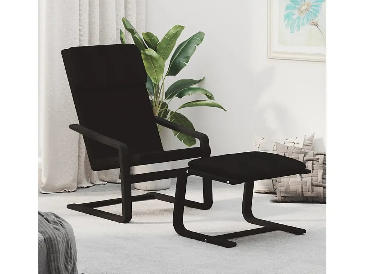 Poltrona* Poltrona | Cadeira Relax com banco p/ pés tecido SHL638216 Preto