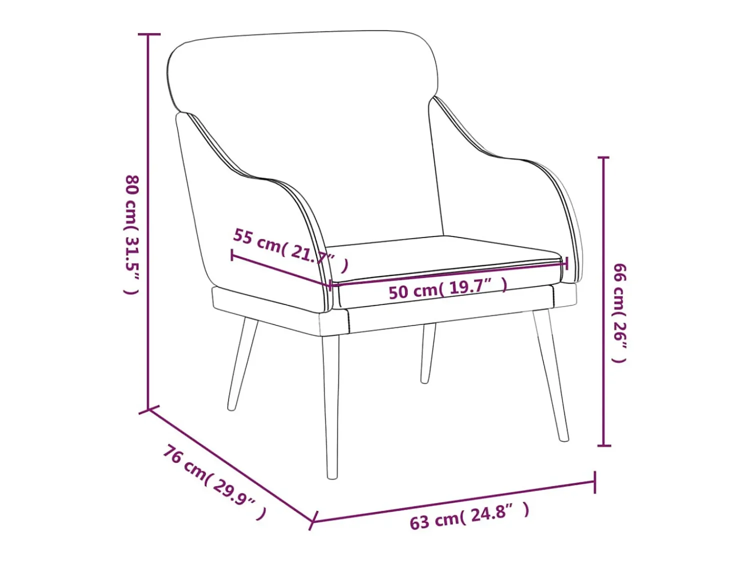 Poltrona | Cadeira Relax com apoio de braços 63x76x80 cm couro artificial SHL996551 Preto