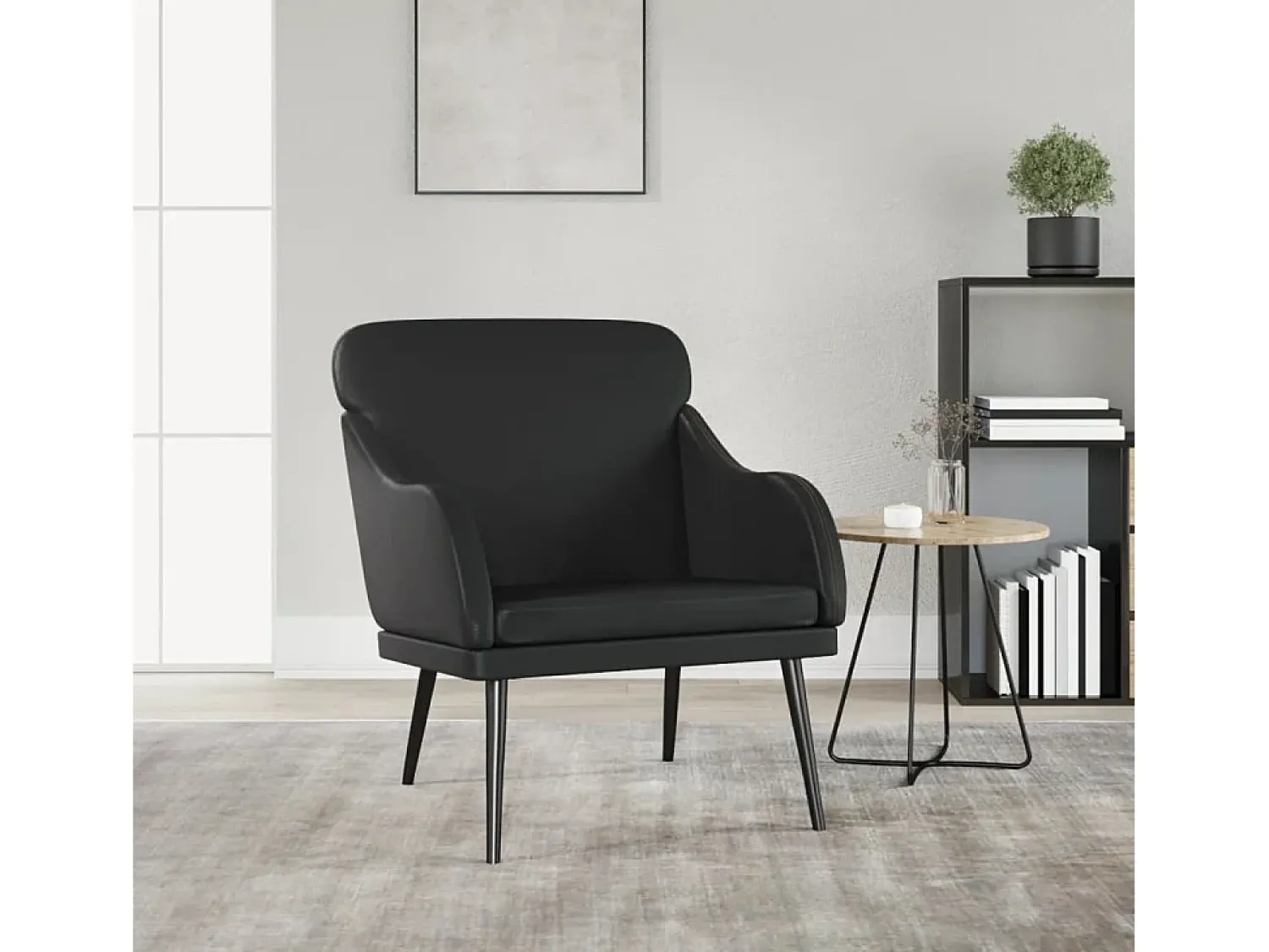 Poltrona | Cadeira Relax com apoio de braços 63x76x80 cm couro artificial SHL996551 Preto
