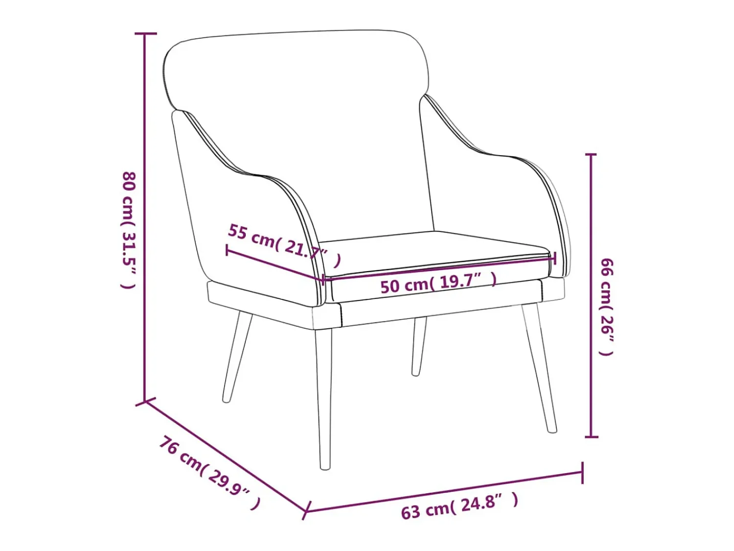 Poltrona | Cadeira Relax com apoio de braços 63x76x80 cm couro artificial SHL996551 Preto