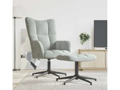 Poltrona| Poltrona | Cadeira Relax com banco veludo -claro SHL383166 Cinzento