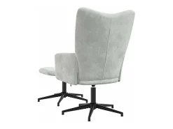 Poltrona| Poltrona | Cadeira Relax com banco veludo -claro SHL383166 Cinzento