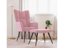 Hot Poltrona | Cadeira Relax com banco veludo SHL451315 Rosa