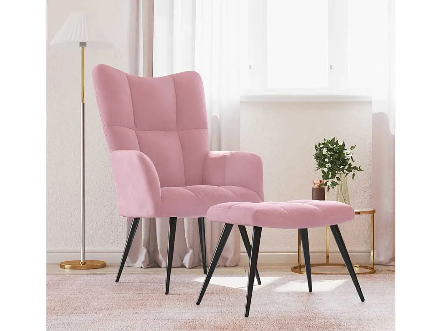 Hot Poltrona | Cadeira Relax com banco veludo SHL451315 Rosa