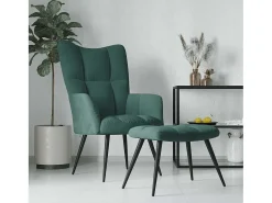 Poltrona | Cadeira Relax com banco veludo verde-escuro SHL139185^ Poltrona