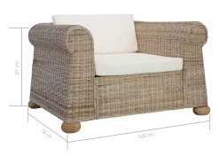 Poltrona| Poltrona | Cadeira Relax com almofadões em vime natural SHL265313 Castanho
