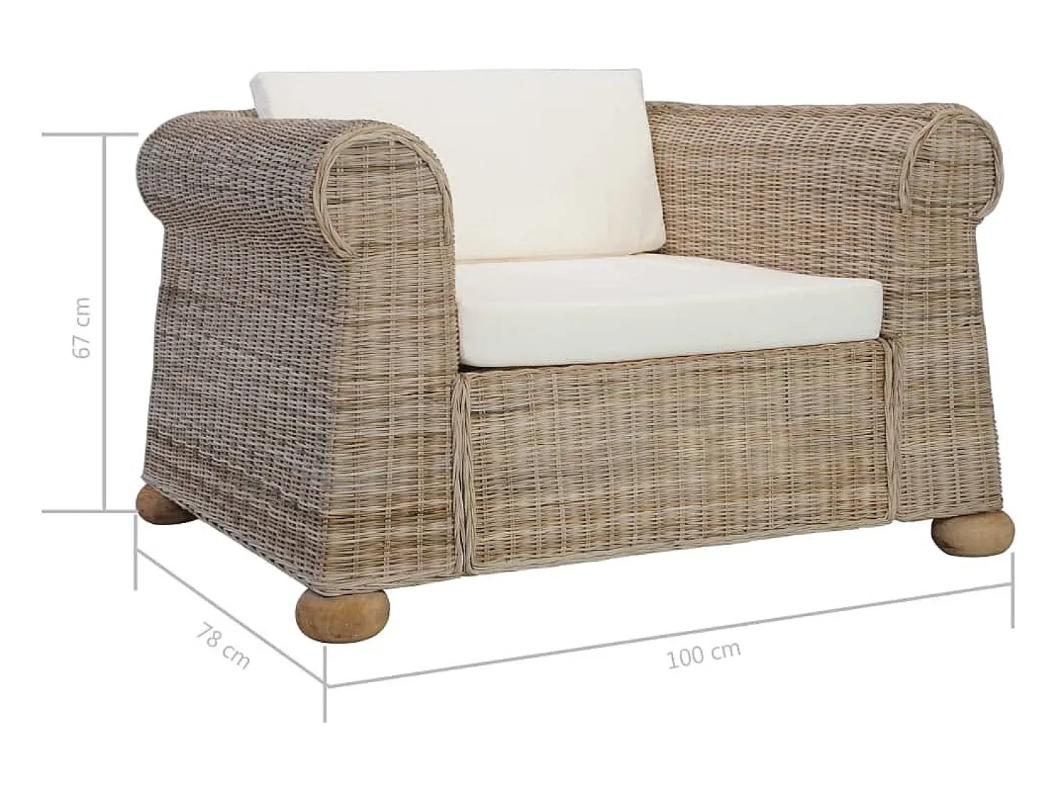 Poltrona| Poltrona | Cadeira Relax com almofadões em vime natural SHL265313 Castanho