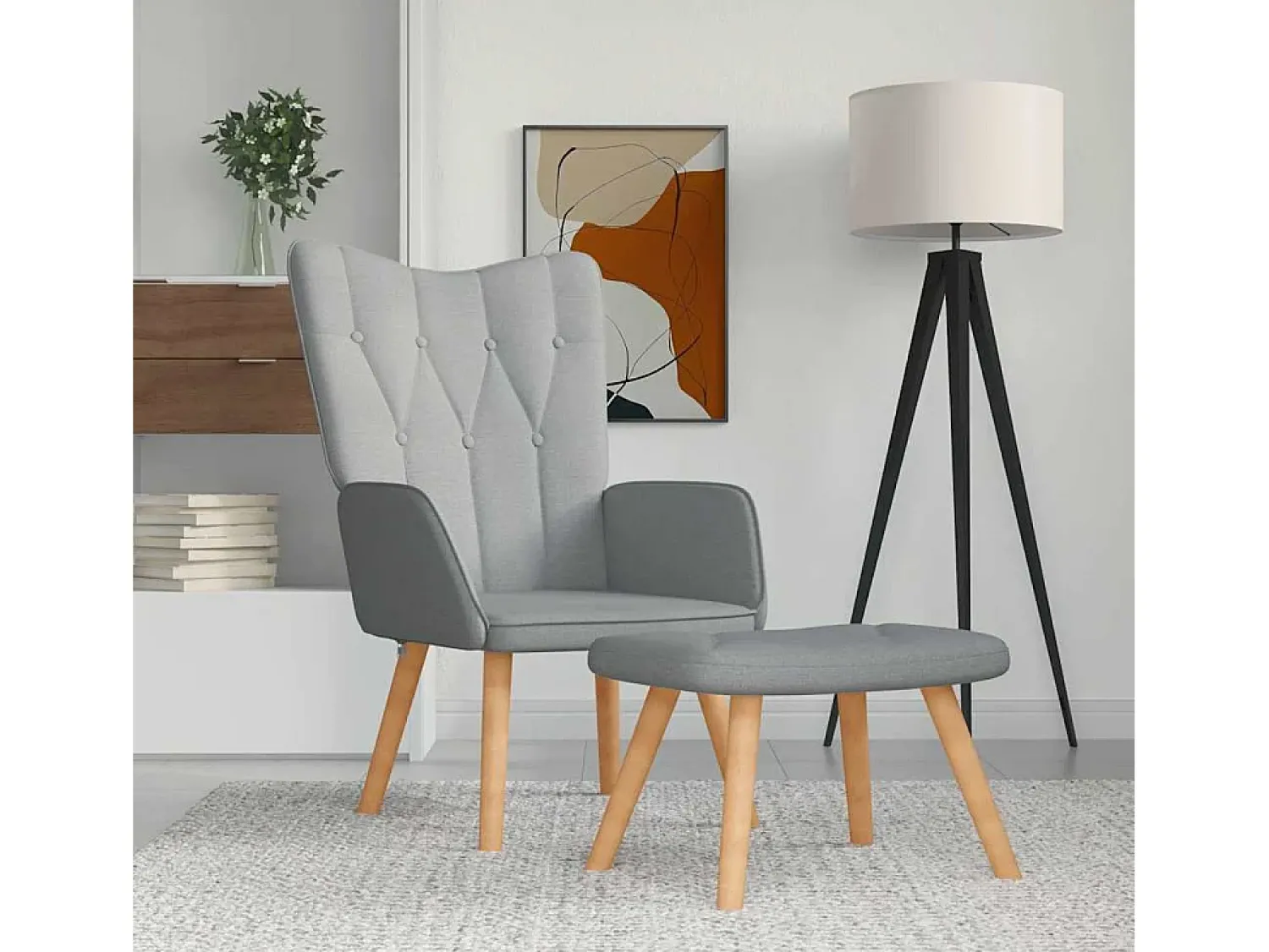 Poltrona | Cadeira Relax com banco tecido -claro SHL610419^ Poltrona