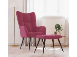Poltrona* Poltrona | Cadeira Relax com banco veludo tinto SHL94972 Vermelho