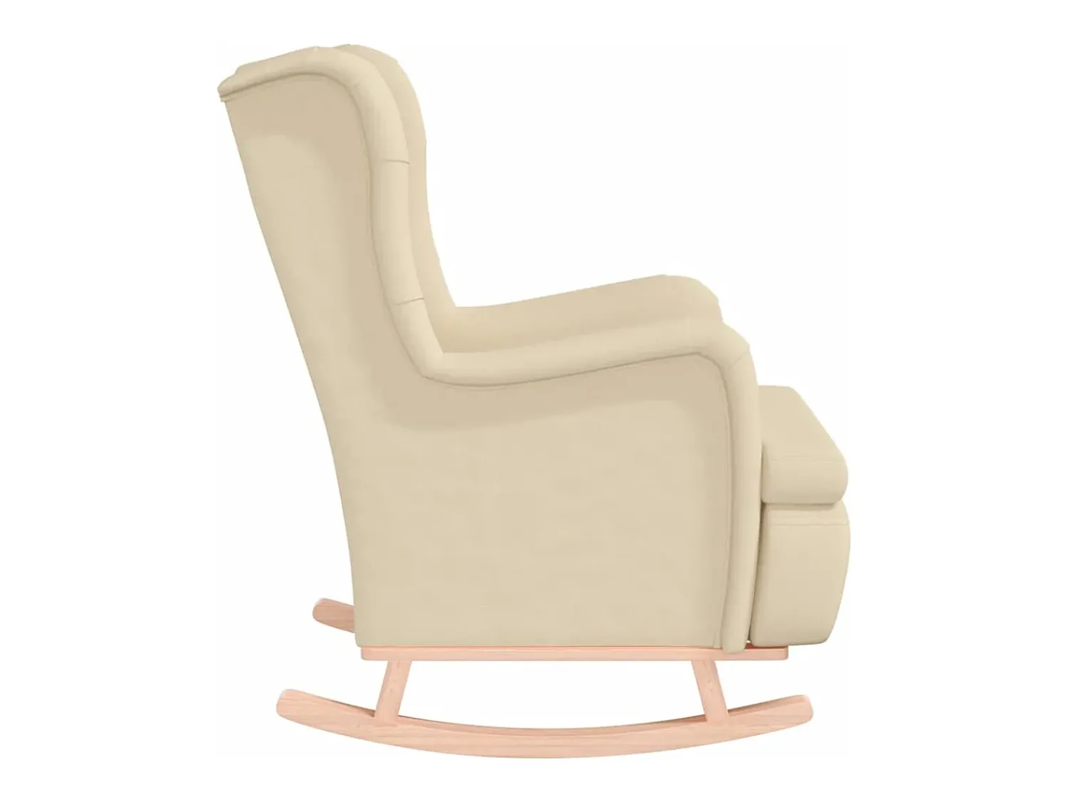 Poltrona | Cadeira Relax com pés de baloiço seringueira maciça tecido cor SHL539690 Creme