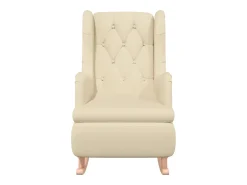 Poltrona | Cadeira Relax com pés de baloiço seringueira maciça tecido cor SHL539690 Creme