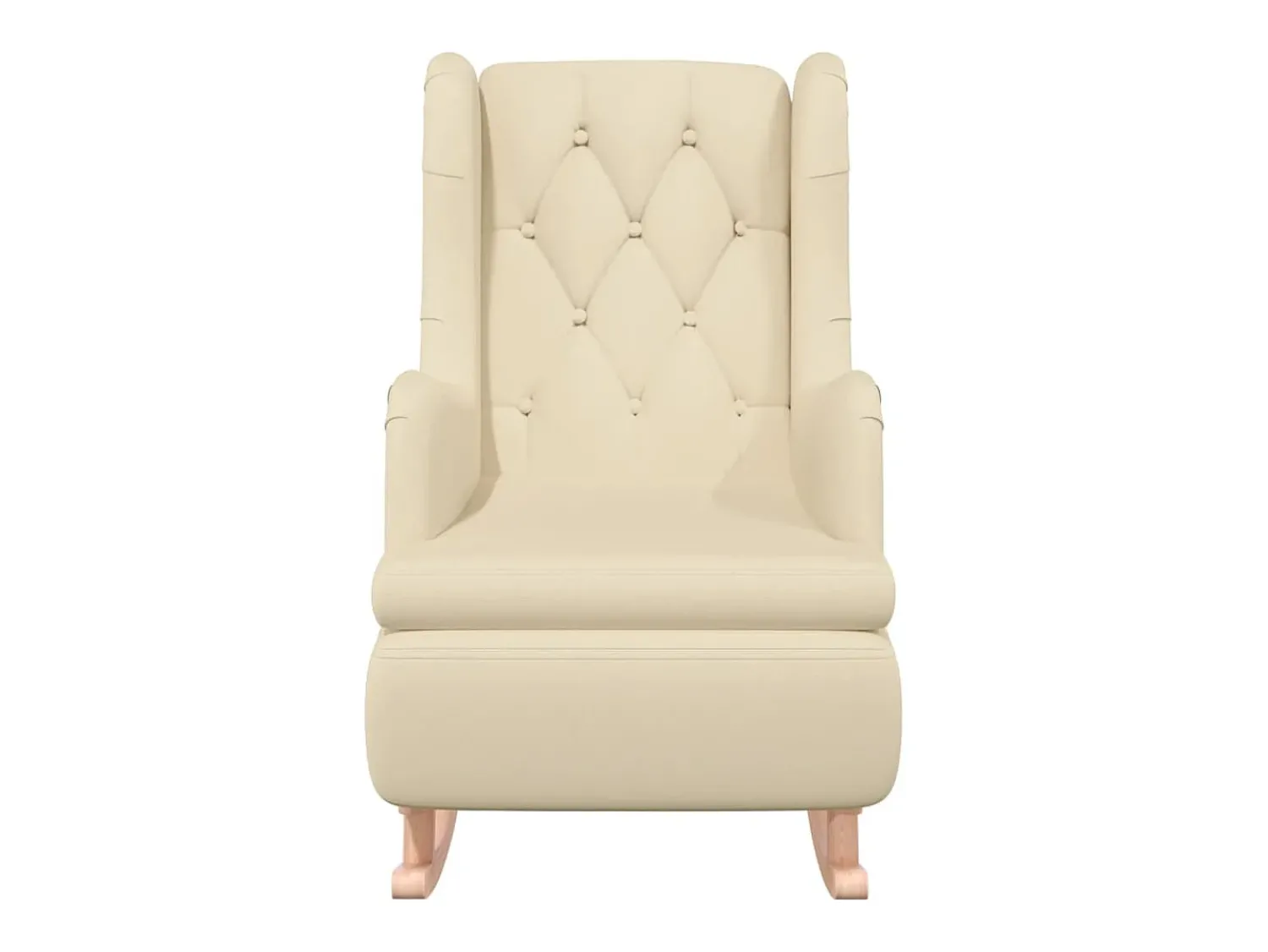 Poltrona | Cadeira Relax com pés de baloiço seringueira maciça tecido cor SHL539690 Creme