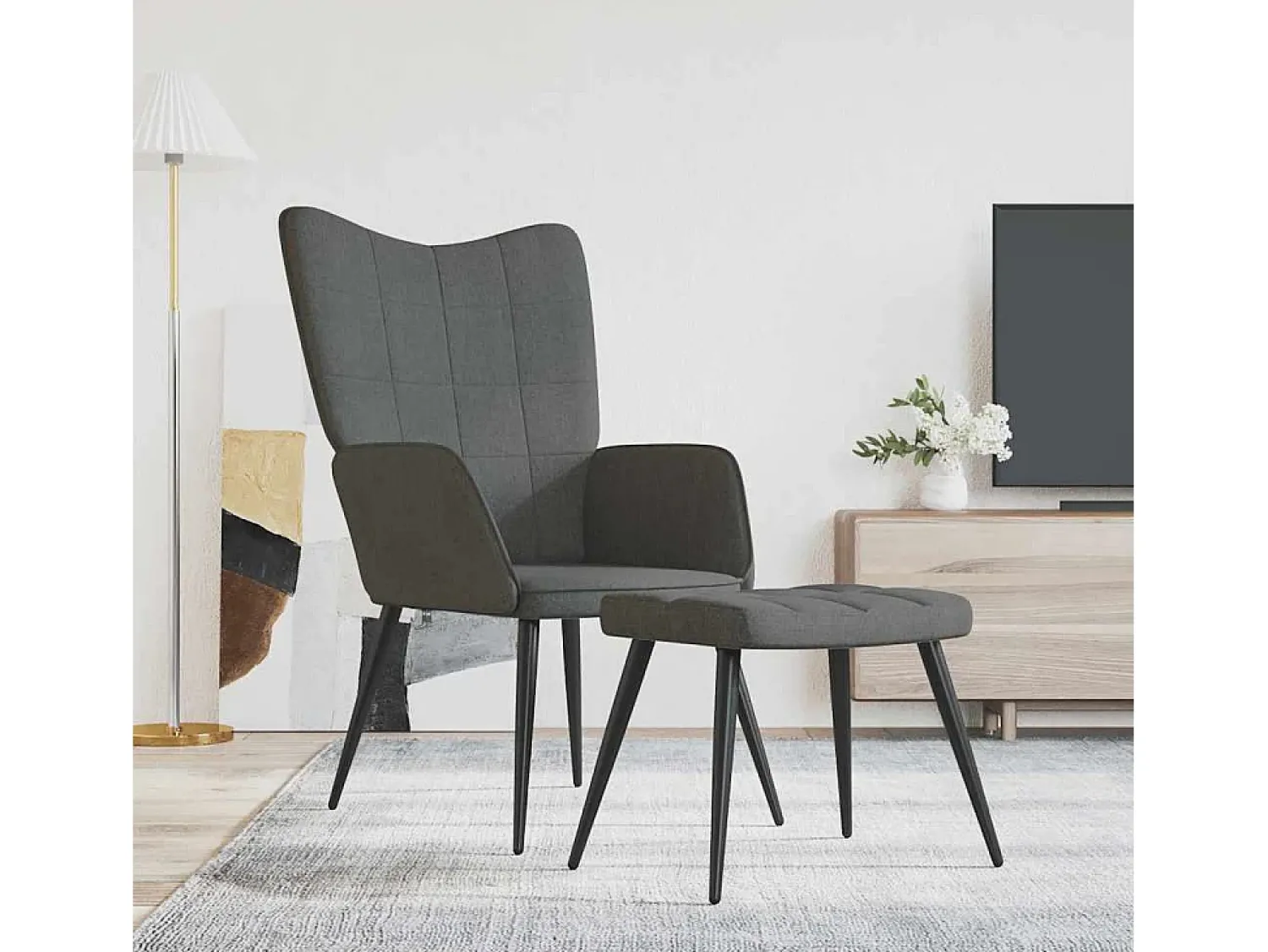Poltrona* Poltrona | Cadeira Relax com banco tecido cinzento-escuro SHL986400 Cinza antracite