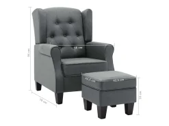 Poltrona| Poltrona | Cadeira Relax com apoio de pés tecido -claro SHL852445 Cinzento