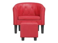 Poltrona| Poltrona | Cadeira Relax com apoio de pés couro artificial SHL436079 Vermelho