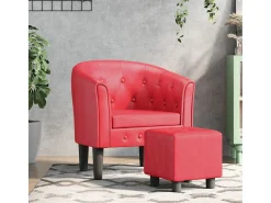 Poltrona| Poltrona | Cadeira Relax com apoio de pés couro artificial SHL436079 Vermelho