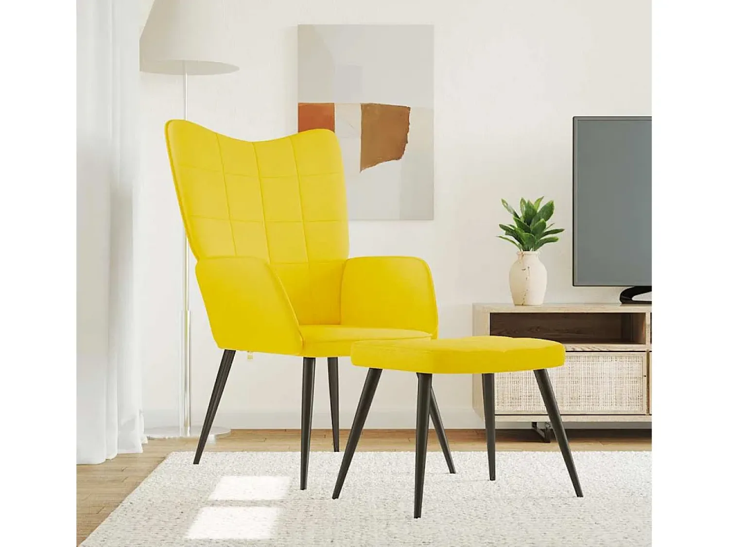 New Poltrona | Cadeira Relax com banco tecido mostarda SHL972587 Amarelo