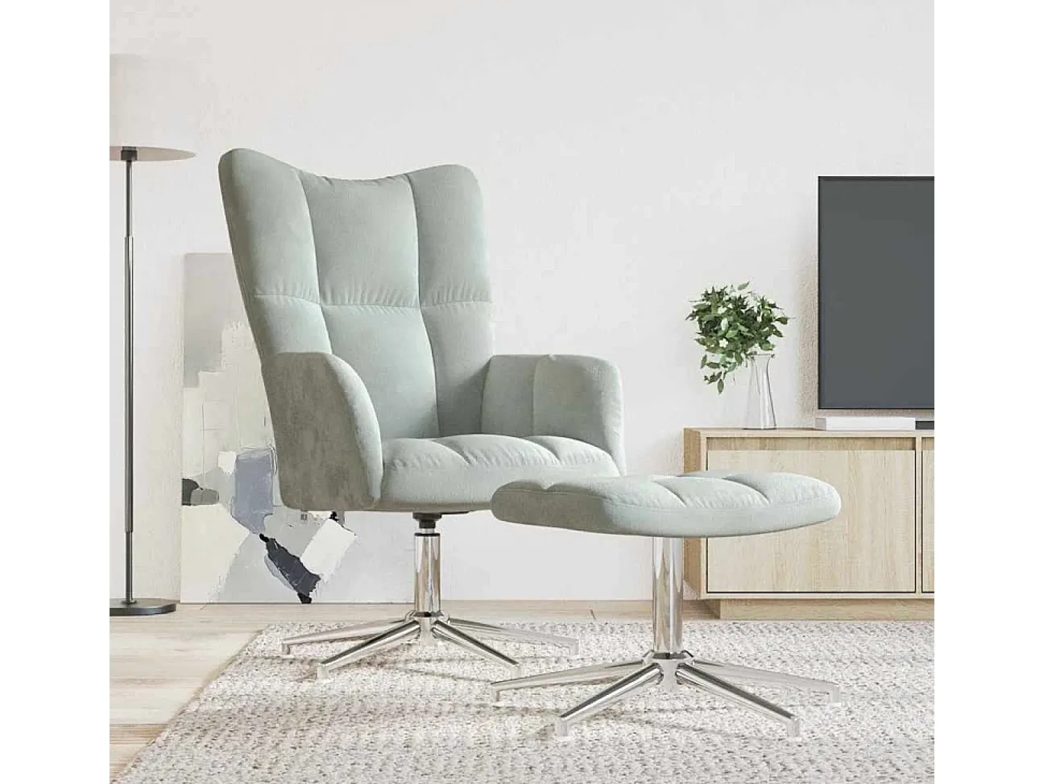 Poltrona | Cadeira Relax com banco veludo -claro SHL475672^ Poltrona