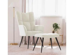 Poltrona | Cadeira Relax com banco veludo branco nata SHL834470^ Poltrona