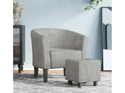 Outlet Poltrona | Cadeira Relax com apoio de pés veludo -claro SHL602481 Cinzento