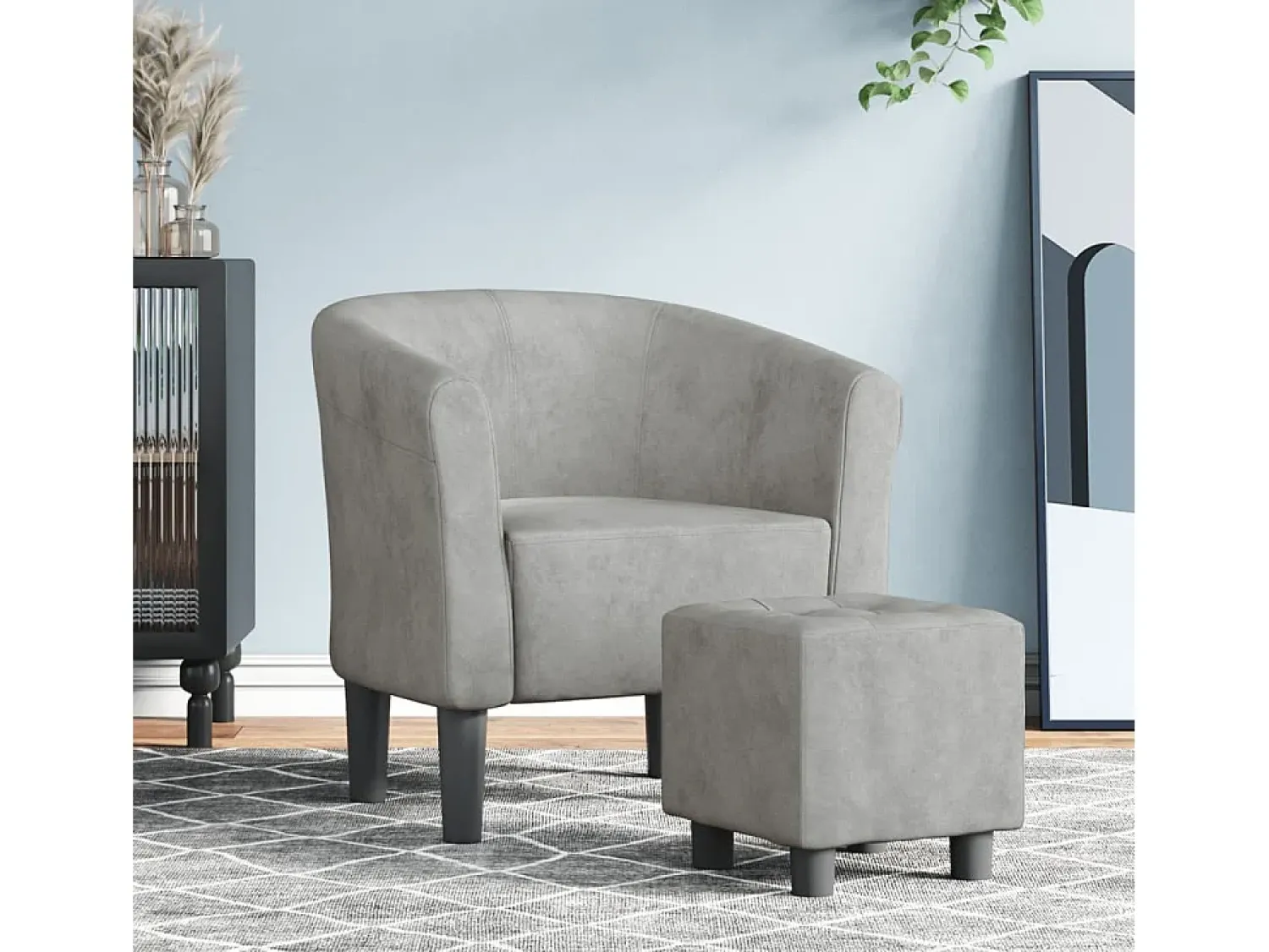 Outlet Poltrona | Cadeira Relax com apoio de pés veludo -claro SHL602481 Cinzento