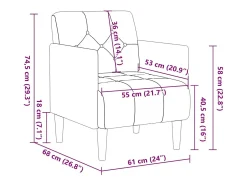 Poltrona | Cadeira Relax com apoio de braços 55 cm veludo cinzento-escuro SHL504018^ Poltrona