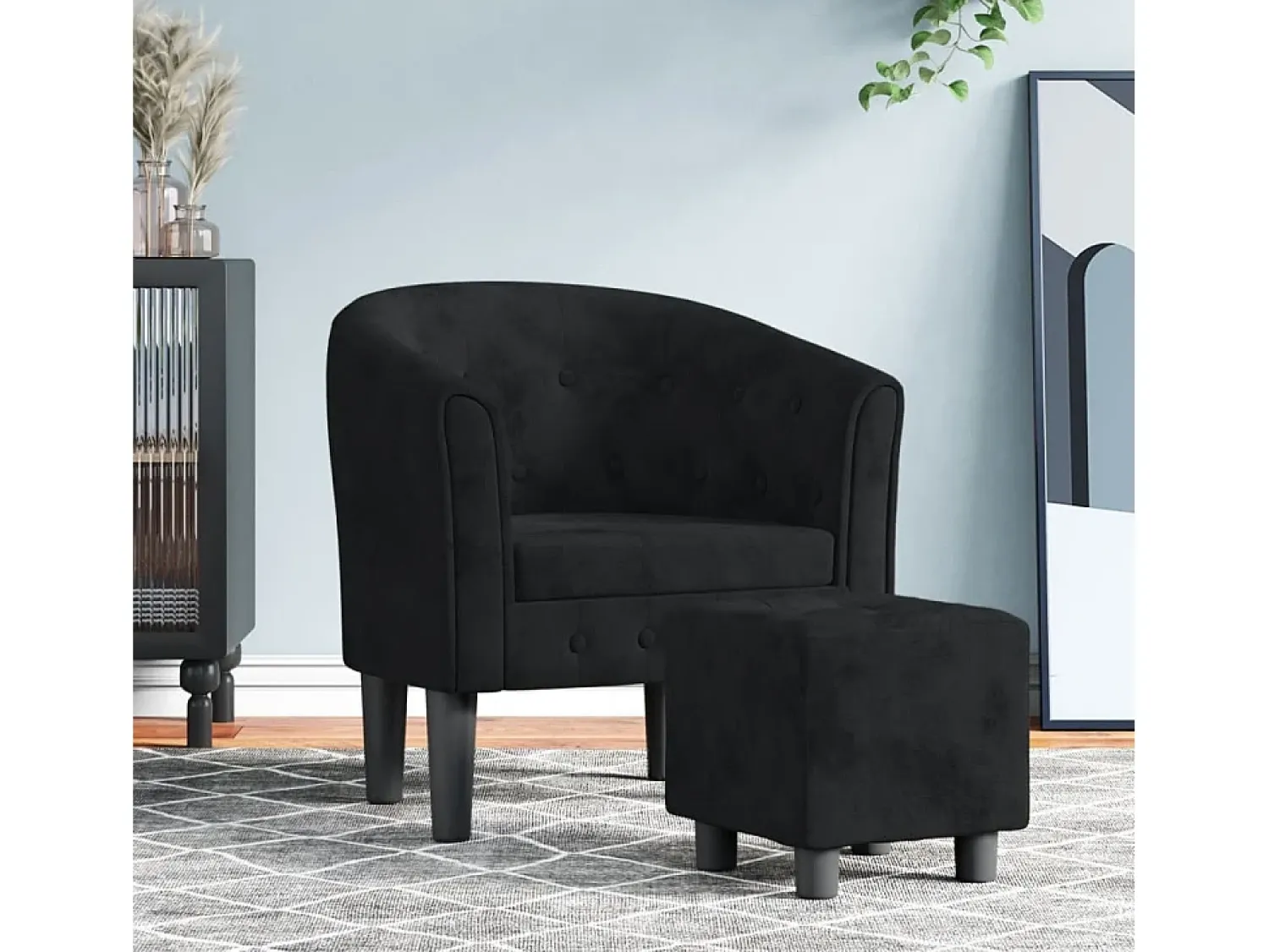 Poltrona| Poltrona | Cadeira Relax com apoio de pés veludo SHL215993 Preto