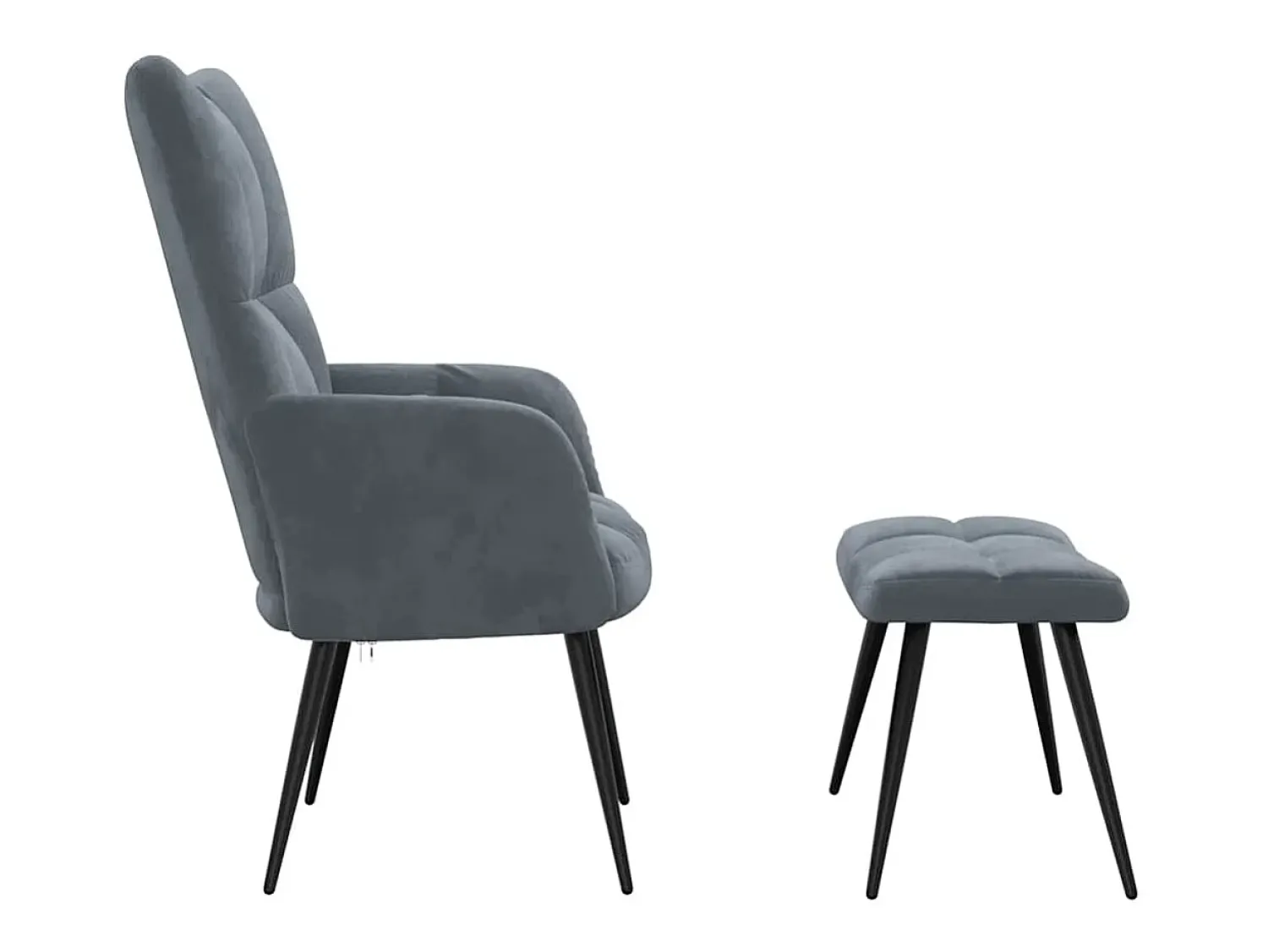 Sale Poltrona | Cadeira Relax com banco veludo cinzento-escuro SHL640119 Cinza antracite